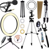 Kit Filmagem No Celular Luz Anel Led Hing Light Tripé Vídeo