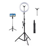 Kit Filmagem No Celular Luz Hing Light Tripé Ring Mesa Vídeo