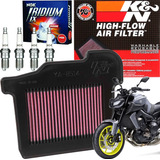 Kit Filtro Ar K&n Kn Vela Ngk Iridium Yamaha Mt09 Mt 09