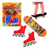 Kit Fingerboard Conjunto Skate Patins De