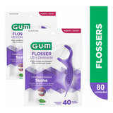Kit Fio Dental Flosser Ultra Deslizante Gum C/80un
