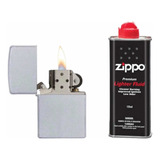 Kit Fluido Zippo Refil + Isqueiro Bolso Metal Colorido