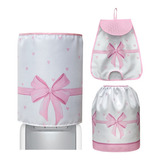 Kit Fogão 5/6 Boc.+puxa Saco+capa Botijão E Galão-laço Rosa