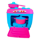 Kit Fogãozinho + Panelinhas Cozinha Infantil Brinquedo Rosa