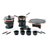 Kit Fondue 1 Chapa 37 Cm+2 De 800ml+6 Tigelas+6 Garf+curado