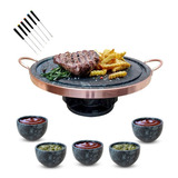Kit Fondue 23cm Pedra Sabão + 05 Tigelas Molho + 6 Garfinhos