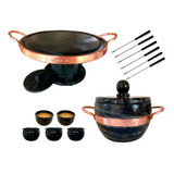 Kit Fondue 37 Cm + Panela 1,5 +5 Tigelas De Molho+6 Garfinho