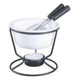 Kit Fondue Mini Conjunto Porcelana Vela E Garfos C/ 5 Peças