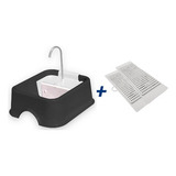 Kit Fonte Bebedouro Cães Gato Filtro Eletrico Agua + 2 Refil Cor Preto 110v/220v
