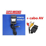 Kit Fonte Bivolt + Cabo Av Audio E Video P/ Super Nintendo