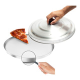 Kit Forma 35cm + Tampa Abafador Forma Pizza 36cm De Alumínio