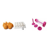 Kit Forma Coxinha Grande + Máquina Manual De Churros 