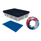 Kit Forro E Capa Para Piscina 3000 Lts + Boia Homem Aranha