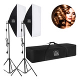 Kit Foto E Vídeo Softbox Duplo Iluminação Tripé 2m + Bolsa