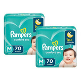 Kit Fralda Pampers Confort Sec Super Tam. M Com 140 Unidades