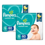 Kit Fralda Pampers Confort Sec Super Tamanho G 120 Tiras