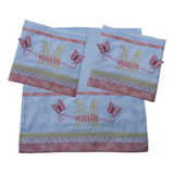 Kit Fraldinha De Boca Bordada Personalizada Menina