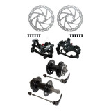 Kit Freio A Disco Mecânico 160mm + Par De Cubos C/ Blocagem
