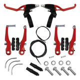 Kit Freio Bike V-brake Orbital Alumínio Logan Maçaneta+cabos Cor Vermelho