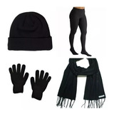 Kit Frio Extremo 4 Peças, Touca, Meia Calça, Cachecol E Luva