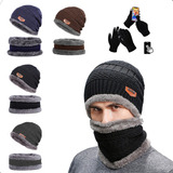 Kit Frio Touca Gorro Luva Touch Celular E Cachecol Lã Screen