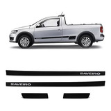 Kit Frisos Laterais Saveiro G5 G6 G7 G8 Preto C/ Nome