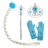 Kit Frozen Elsa Acessórios Varinha + Luvas + Trança + Coroa