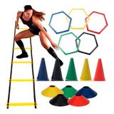 Kit Funcional Cones De Agilidade Chapéus Escada Aro Hexagona