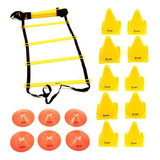 Kit Funcional Escada Agilidade Pvc 6 Cones A 6 Chapeu Half L