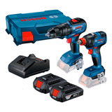 Kit Furadeira Gsb 18v 50 + Parafusadeira Gdx 18v 200 Bosch Cor Azul