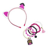 Kit Gabby Completo Tiara Gatinho E Pulseira Gabby Infantil 