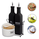 Kit Galheteiro Saleiro Porta Azeite Porta Vinagre 3 Peças