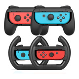 Kit Gamepad E Volante Grip Joy Con Controle Nintendo Switch
