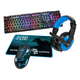 Kit Gamer Com Teclado, Mouse, Headset E Mousepad, Preto