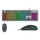 Kit Gamer Teclado E Mouse Fortrek Ranger Rainbow Grafite