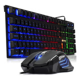 Kit Gamer Teclado Semi Mecânico Led Rgb Mouse Mouse Pad