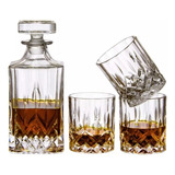 Kit Garrafa Whisky Licor Bar 1l Vidro + Jogo Copos 310ml 6un