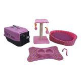 Kit Gato Arranhador Caminha Tapete Caixa De Transporte+brind