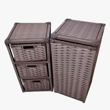 Kit Gaveteiro 3 Gav E Cesto Roupa Fibra Sintetica 30x30x60