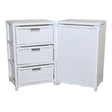 Kit Gaveteiro 3 Gav E Cesto Roupas 38x28x57 Fibra Sintético