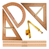 Kit Geométrico Prof. Mdf/pinus 2 Réguas 1m Comp. P/ Qdo Bco