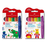 Kit Giz De Cera + 6 Giz Neon Jumbo Faber Castell Lançamento