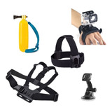 Kit Gopro Suporte Peito Cabeça Bastão Flutuante Luva Ventosa