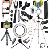 Kit Gravação Celular Vídeo Acessórios Universal + Ring Light