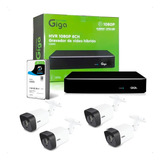 Kit Gravador Dvr Hvr Giga Serie + 4 Cameras E Hd 1tb