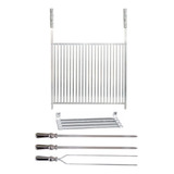 Kit Grelha Churrasco + 6 Espetos 70cm + Suporte Alumínio