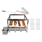 Kit Grill Giratório 4 Espeto Inox Completo