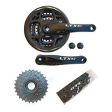 Kit Grupo Pedivela Bike Ltx Tipo Shimano Catraca 8v Corrente