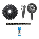 Kit Grupo Relação Shimano 21v Pedivela, Corrente, K7 Cassete