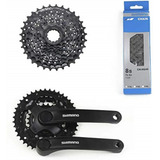 Kit Grupo Relação Shimano 24v Pedivela +corrente+cassete K7